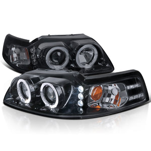 Coolstuffguru Compatible with Ford Mustang Glossy Black Halo Led Projector Headlights