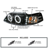 Coolstuffguru Compatible with Ford Mustang Led Halo Black Projector Head Lights