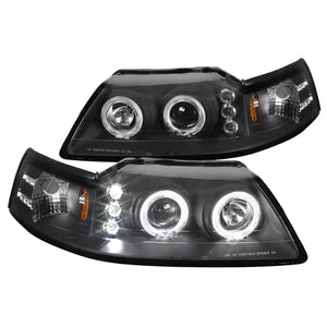 Coolstuffguru Compatible with Ford Mustang Dual Halo Projector Headlights Black Head Lamps Pair