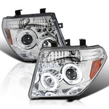 Coolstuffguru Compatible with Nissan Pathfinder/Frontier Chrome Clear Halo Led Projector Head Lights