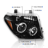 Coolstuffguru Compatible with Nissan Frontier Pathfinder Jet Black Halo Projector Headlights Left+Right