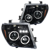 Coolstuffguru Compatible with Nissan Frontier Pathfinder Jet Black Halo Projector Headlights Left+Right