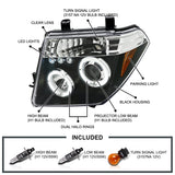 Coolstuffguru Compatible with Nissan Pathfinder Frontier Black Halo Led Projector Headlights