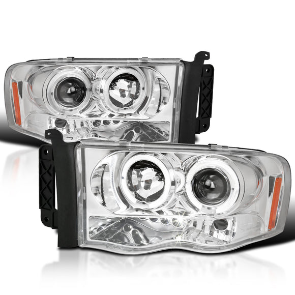 Coolstuffguru Compatible with Dodge Ram 1500 2500 Chrome Clear Projector Head Lights