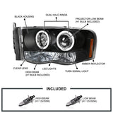 Coolstuffguru Compatible with Dodge Ram Black Led Halo Projector Head Lights