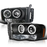 Coolstuffguru Compatible with Dodge Ram Black Led Halo Projector Head Lights