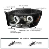 Coolstuffguru Compatible with Dodge Ram Led Halo Black Projector Head Lights