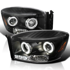 Coolstuffguru Compatible with Dodge Ram Led Halo Black Projector Head Lights