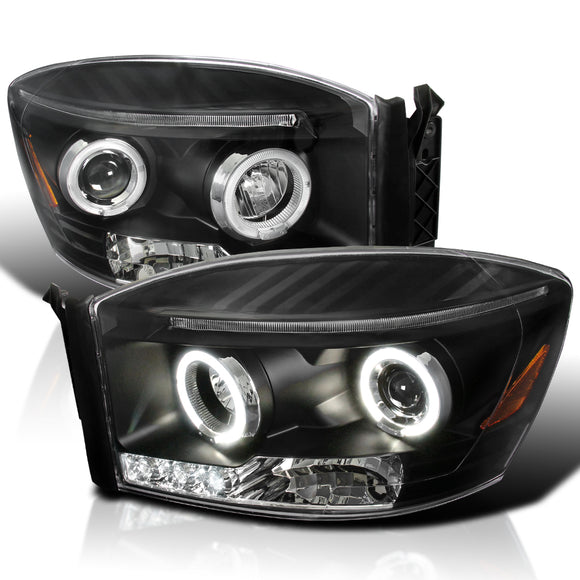 Coolstuffguru Compatible with Dodge Ram Led Halo Black Projector Head Lights