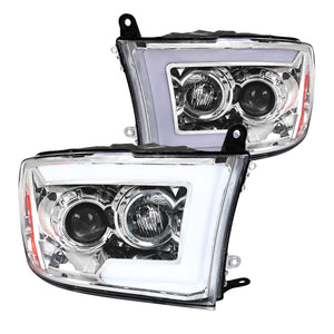 Coolstuffguru Chrome Housing Clear Lens Switchback LED Signal Projector Headlights Compatible with Dodge Ram 1500 2009-2018 L+R Pair Head Light Lamp Assembly