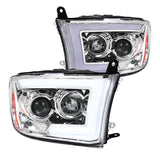 Coolstuffguru Chrome Housing Clear Lens Switchback LED Signal Projector Headlights Compatible with Dodge Ram 1500 2009-2018 L+R Pair Head Light Lamp Assembly