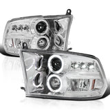 Coolstuffguru Compatible with Dodge Ram 2500 Dual Halo Chrome Clear Projector Head Lights