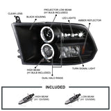 Coolstuffguru Compatible with Dodge Ram Dual Halo Black Projector Head Lights