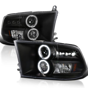 Coolstuffguru Compatible with Dodge Ram Dual Halo Black Projector Head Lights