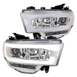 Coolstuffguru Chrome Housing Clear Lens Projector LED Bar Headlights Compatible with Dodge Ram 2500/3500 Tradesman/Big Horn 2019-2022, 4500/5500 Tradesman/SLT