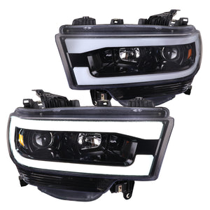 Coolstuffguru Jet Black Housing Clear Lens Projector LED Bar Headlights Compatible with Dodge Ram 2500/3500 Tradesman/Big Horn 2019-2022, 4500/5500 Tradesman/SLT