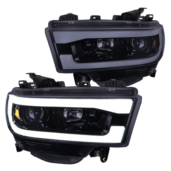 Coolstuffguru Glossy Black Housing Light Smoke Lens Projector LED Bar Headlights Compatible with Dodge Ram 2500/3500 Tradesman/Big Horn 2019-2022, 4500/5500 Tradesman/SLT