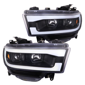 Coolstuffguru Black Housing Clear Lens Projector LED Bar Headlights Compatible with Dodge Ram 2500/3500 Tradesman/Big Horn 2019-2022, 4500/5500 Tradesman/SLT