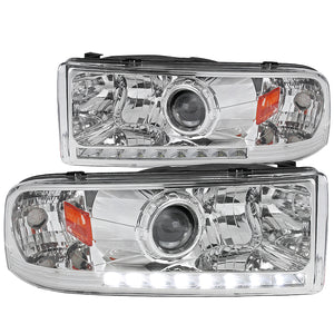 Coolstuffguru Compatible with Dodge Ram 1500/2500/3500 Pickup Chrome LED Projector Headilghts Pair