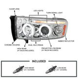 Coolstuffguru Compatible with Dodge Ram 1500 2500 3500 Led Halo Chrome Clear Projector Head Lights