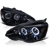 Coolstuffguru Compatible with Acura Rsx Dual Halo Glossy Black Projector Headlights