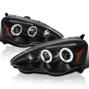 Coolstuffguru Compatible with Acura Rsx Jdm Black Dual Halo Projector Head Lights