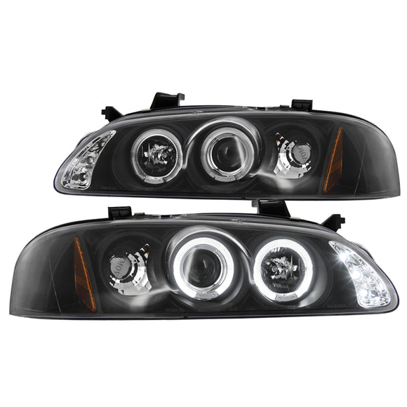 Coolstuffguru Compatible with Nissan Sentra Black Dual Halo Led Projector Headlights