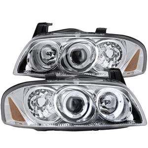 Coolstuffguru Compatible with Nissan Sentra Chrome Clear Dual Halo Projector Head Lights