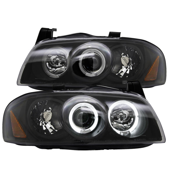 Coolstuffguru Compatible with Nissan Sentra Black Halo Led Projector Headlights Jdm