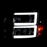 Coolstuffguru Compatible with GMC Sierra 1500 2500HD 3500HD LED Bar Clear Projector Headlights Pair