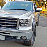 Coolstuffguru Compatible with GMC Sierra 1500/2500/3500 Chrome Clear Halo LED Projector Headlights