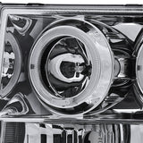 Coolstuffguru Compatible with GMC Sierra 1500/2500/3500 Chrome Clear Halo LED Projector Headlights