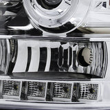 Coolstuffguru Compatible with GMC Sierra 1500/2500/3500 Chrome Clear Halo LED Projector Headlights