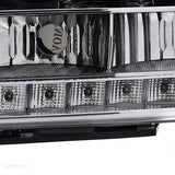 Coolstuffguru Compatible with GMC Sierra 1500/2500/3500 Chrome Clear Halo LED Projector Headlights