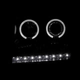 Coolstuffguru Compatible with GMC Sierra 1500/2500/3500 Glossy Black Halo LED Projector Headlights