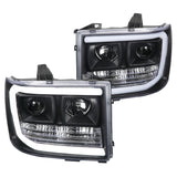 Coolstuffguru LED Light Bar Black Housing Clear Lens Projector Headlights Compatible with GMC Sierra 1500 / 1500 Denali 2007-2013 L+R Pair Head Light Lamp Assembly