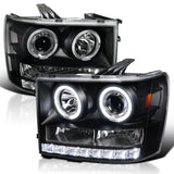 Coolstuffguru Compatible with GMC Sierra 1500 2500 3500 HD SMD Led Dual Halo Projector Black Headlights