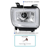 Coolstuffguru Compatible with GMC Sierra 1500 2500HD 3500HD Pickup Chrome Projector Headlights w/LED Signal