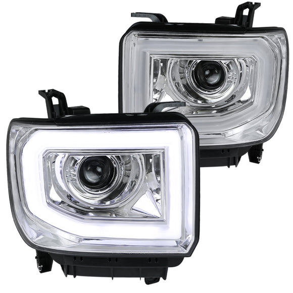 Coolstuffguru Compatible with GMC Sierra 1500 2500HD 3500HD Pickup Chrome Projector Headlights w/LED Signal