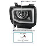 Coolstuffguru Compatible with GMC Sierra 1500 2500HD 3500HD Pickup Black Projector Headlights w/LED Signal