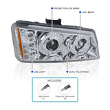 Coolstuffguru Compatible with Chevy Silverado Halo Chrome Clear Projector Head Lights