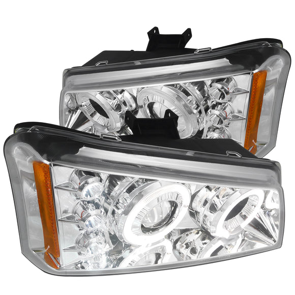 Coolstuffguru Compatible with Chevy Silverado Halo Chrome Clear Projector Head Lights