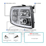 Coolstuffguru Compatible with Chevy Silverado Pickup Cab Clear Projector Headlights w/LED DRL Bar Lamps