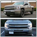 Coolstuffguru Compatible with Chevy Silverado Pickup Cab Clear Projector Headlights w/LED DRL Bar Lamps