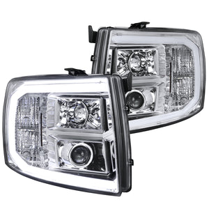 Coolstuffguru Compatible with Chevy Silverado Pickup Cab Clear Projector Headlights w/LED DRL Bar Lamps
