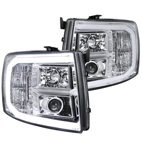 Coolstuffguru Compatible with Chevy Silverado Pickup Cab Clear Projector Headlights w/LED DRL Bar Lamps