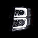 Coolstuffguru Compatible with Chevy Silverado Pickup Clear LED DRL Bar Projector Headlights Headlamps Pair