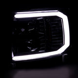 Coolstuffguru Compatible with Chevy Silverado Pickup Jet Black Projector Headlights w/ LED DRL Bar Lamps