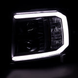 Coolstuffguru Compatible with Chevy Silverado Pickup Black Projector Headlights w/ LED DRL Bar Pair Lamp