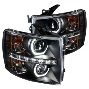 Coolstuffguru Dual Halo Projector Glossy Black Headlights with LED DRL Compatible with 2007-2014 Chevrolet Silverado